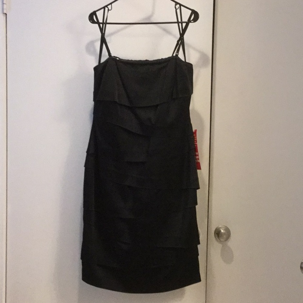 Calvin Klein Black Satin Strapless Cocktail dress